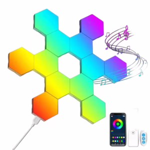 Hexagonal Wall Lamp Color-changing Ambient Night Light 10pcs DYI Shape Music Rhythm APP Control For Game Room